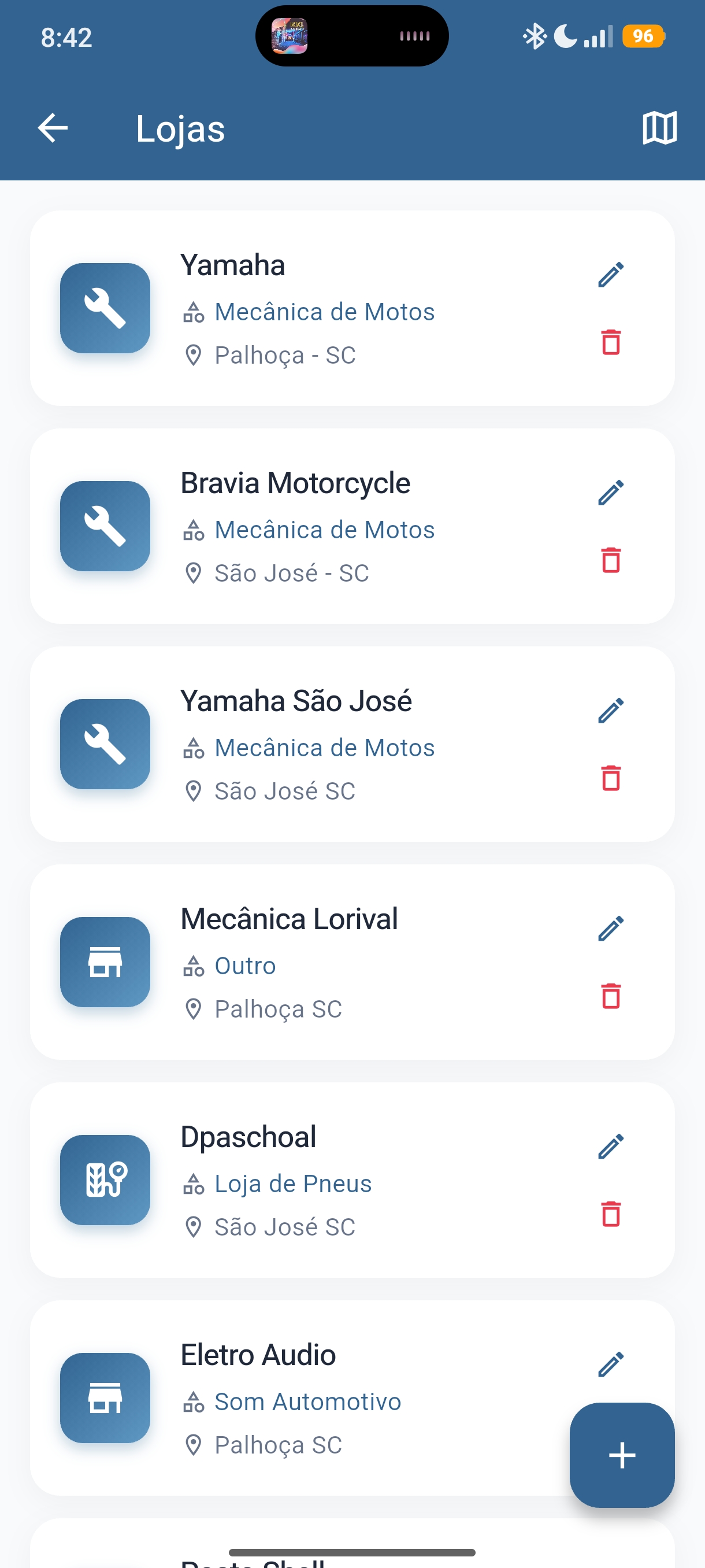 Lista de lojas e estabelecimentos cadastrados no AutoVida